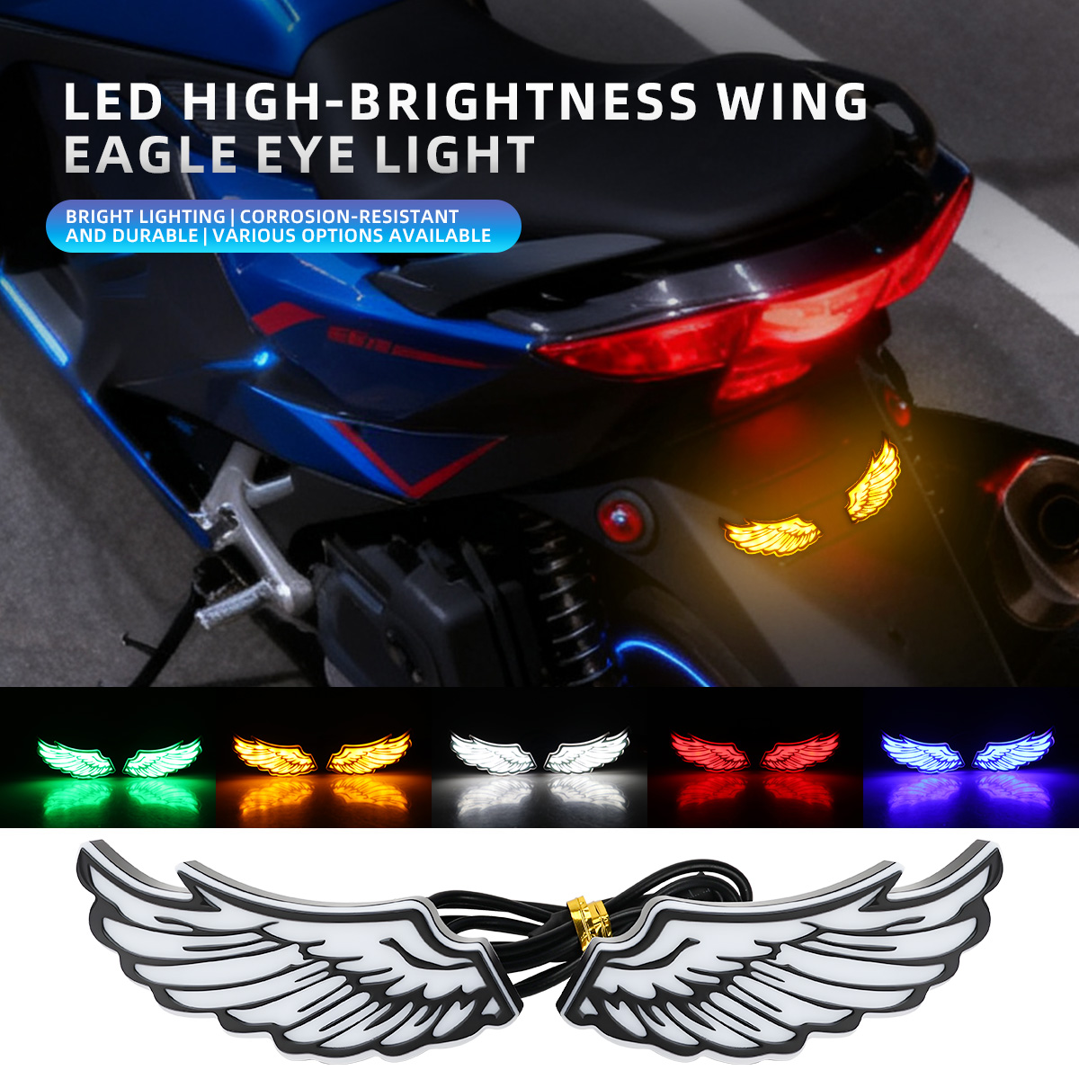 Sos Light Strobe - 1 Çift Motosiklet Melek Kanatları LED