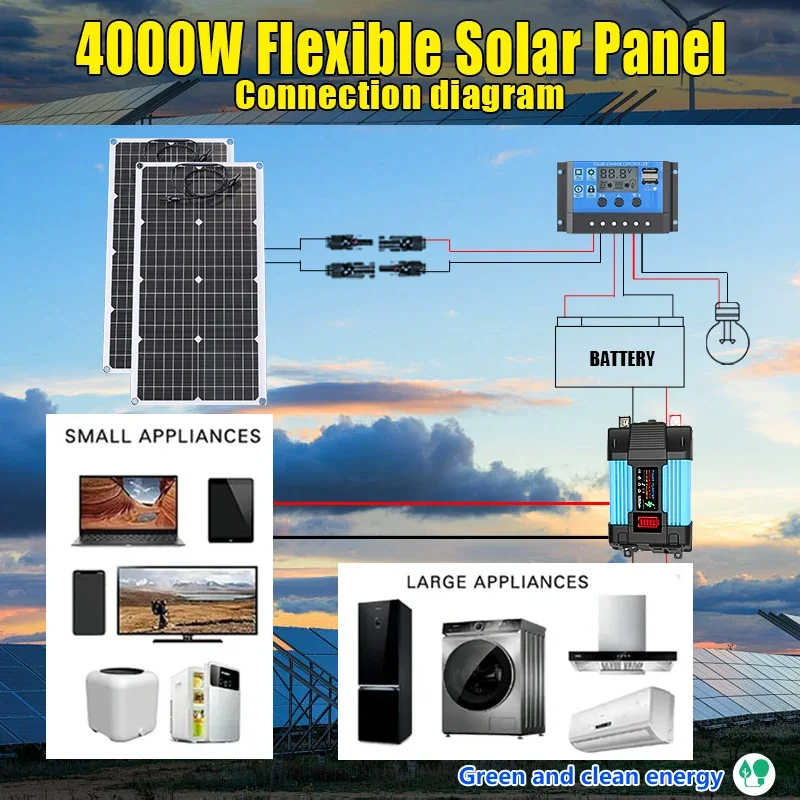 Solar Emergency Charger - 4000W Güneş Paneli Kiti 12V -
